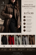 Feature-Focused): Women’s Premium Thick Wool Coat with Lace-Up Detail