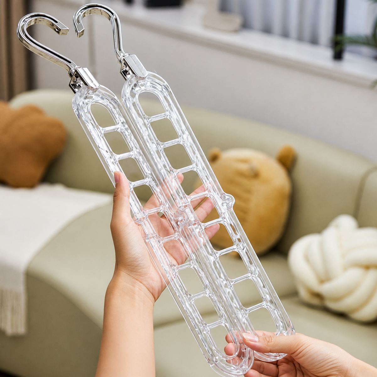 Transparent Silver Nine Empty Hanger Household Multifunctional