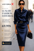 Elegant Slim-fit Half-sleeve Dress With A Lapel Collar