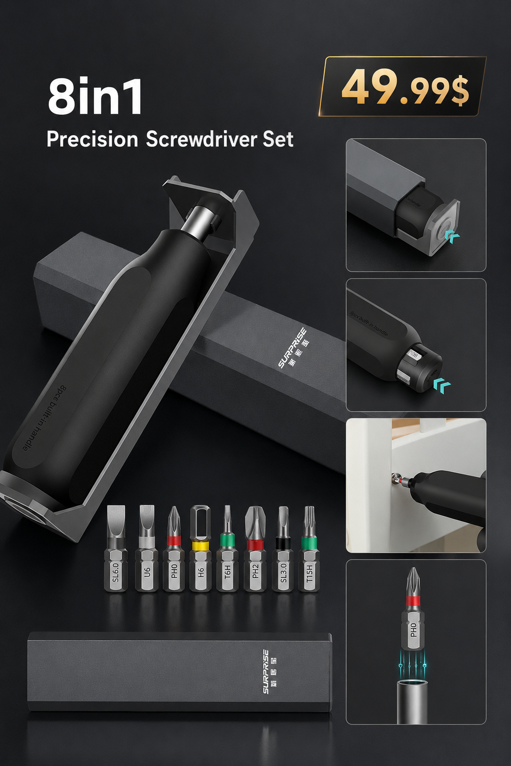 8-in-1 Screwdriver Set For Home Use Multi-Function Phillips And Flathead Screwdrivers Repair Tools
