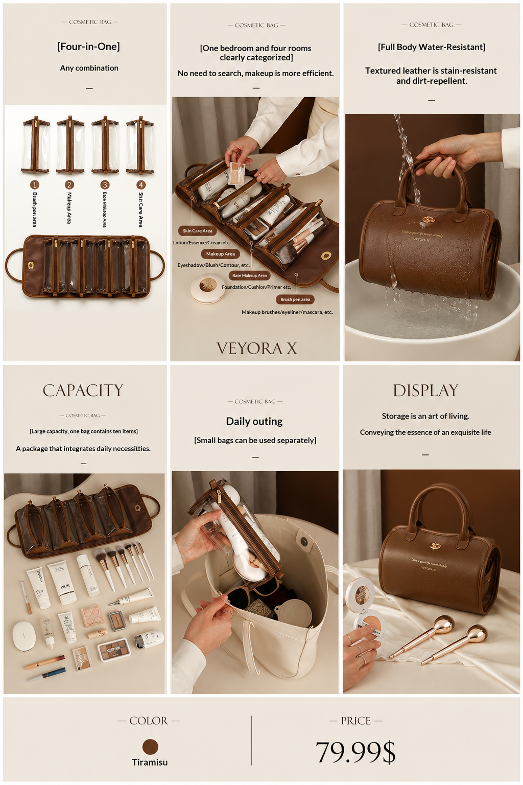 Travel Toiletry Organizer 4-in-1 Makeup Bag