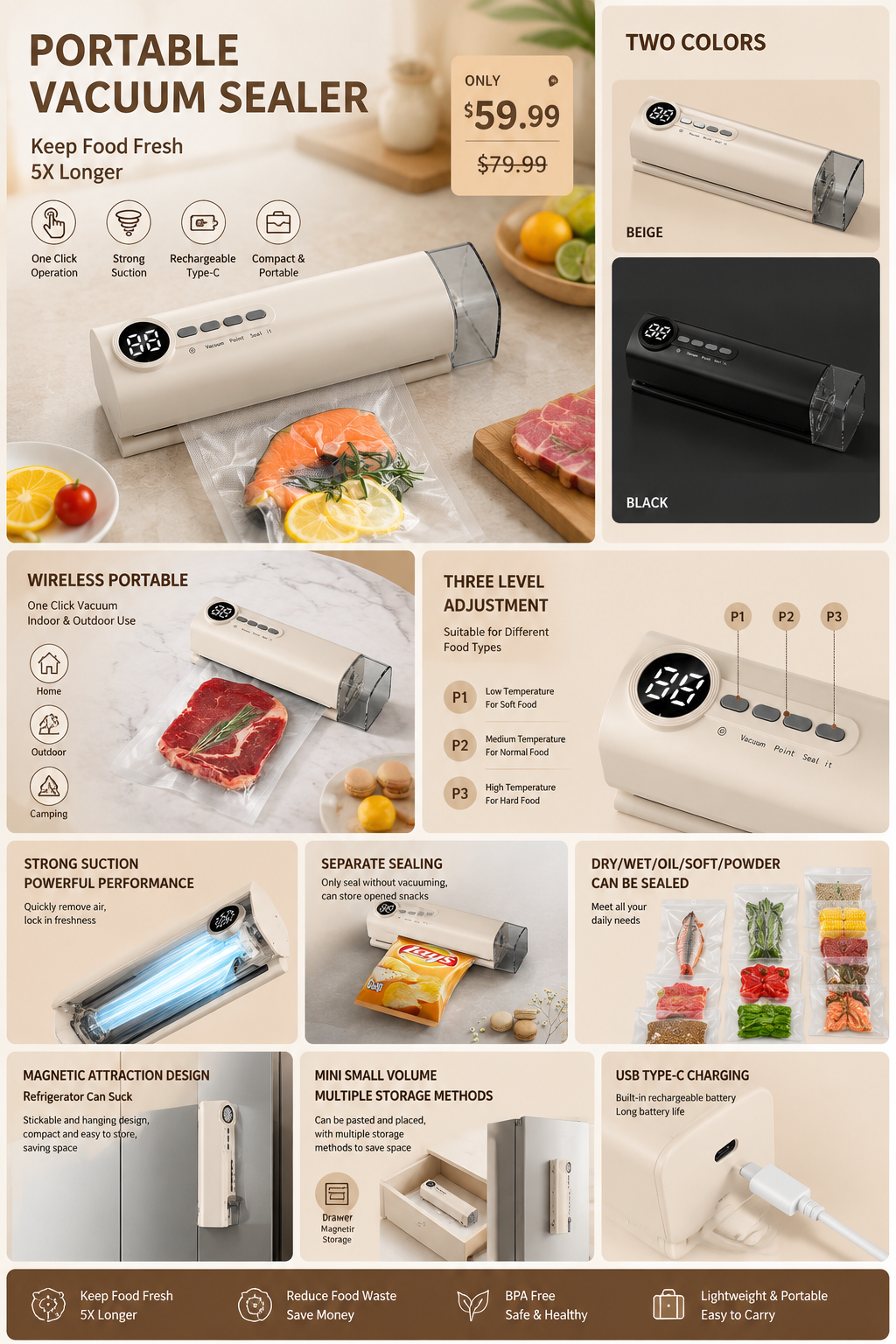 Cross-border Wireless Fully Automatic Household Food Sealer