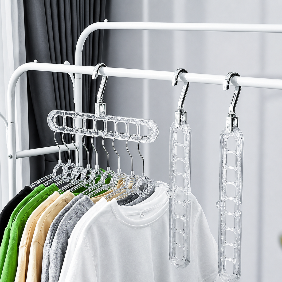 Transparent Silver Nine Empty Hanger Household Multifunctional