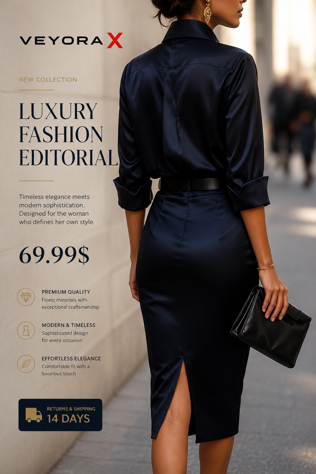 Elegant Slim-fit Half-sleeve Dress With A Lapel Collar