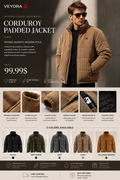 Corduroy Cotton-padded Jacket For Men Fleece-lined Warm And Breathable
