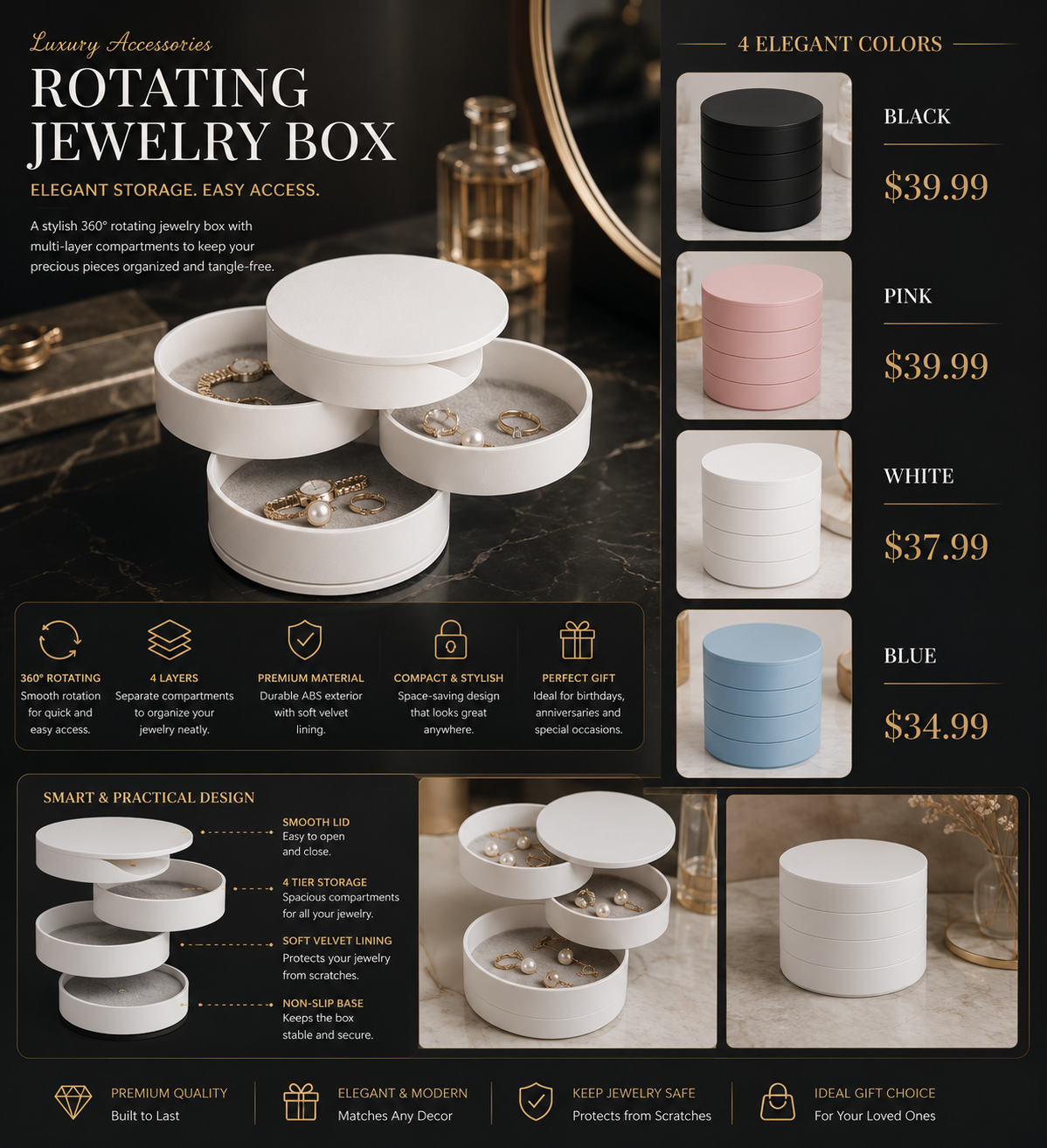 Plastic Jewelry Box Storage Container
