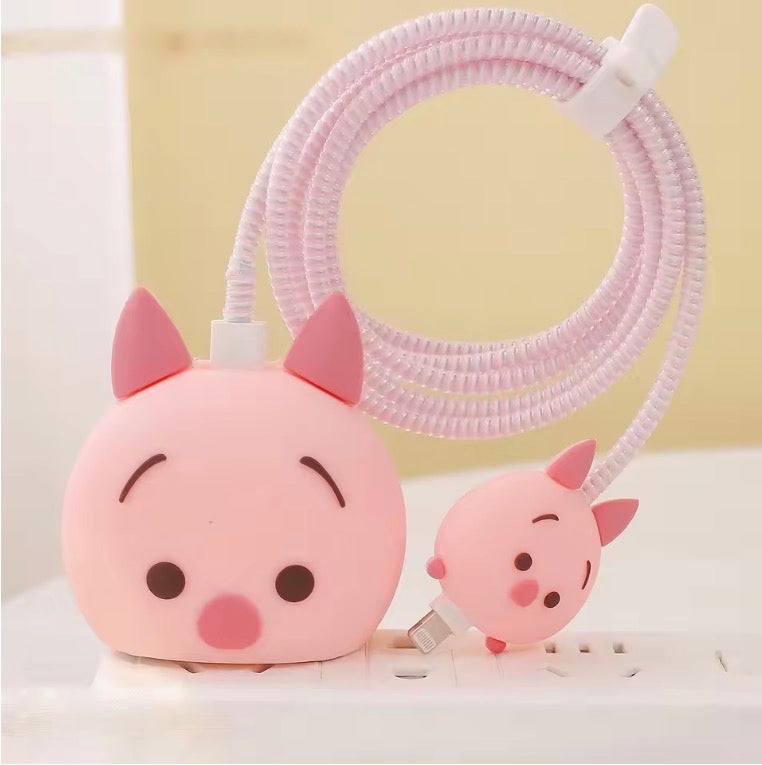 Cartoon Cute Soft Silicone Charger Protective Case For IPhone 11 12 13 14 15 18/20W Fast Charge Protection Charger Cover