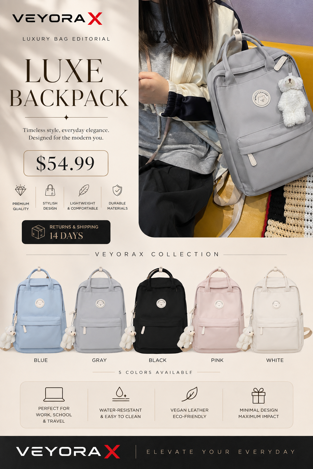 Japanese Lightweight Backpack For High School Students