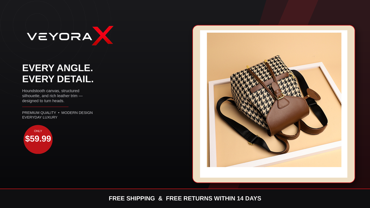 Houndstooth Backpack Women High Capacity Travel Bags Girls