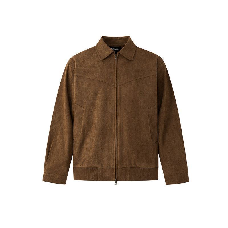 Men's Faux Suede Collared Jacket