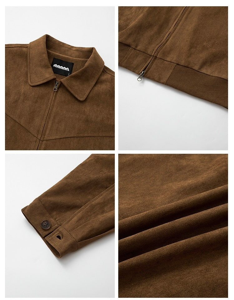 Men's Faux Suede Collared Jacket