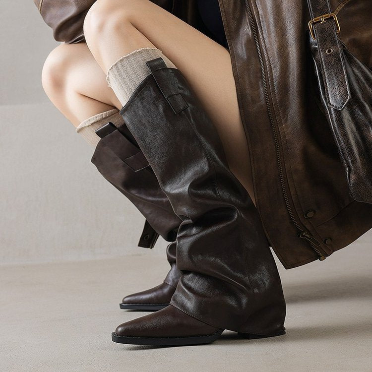 Women's Over-the-knee Pointed-toe Hidden-heeled Boots