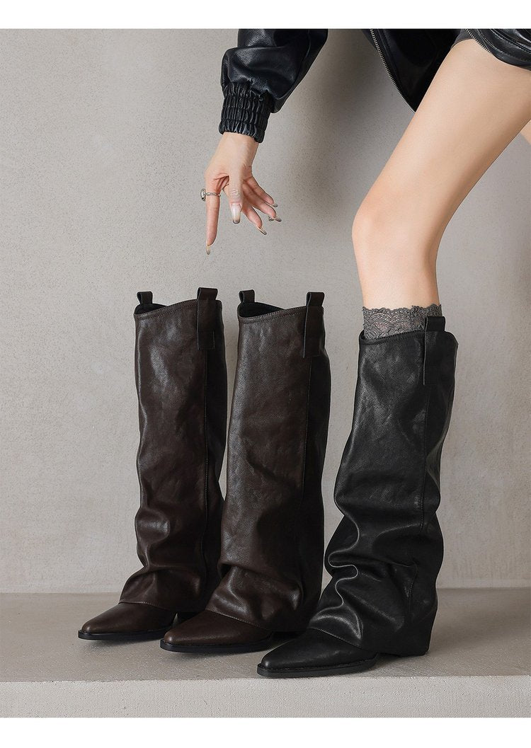 Women's Over-the-knee Pointed-toe Hidden-heeled Boots