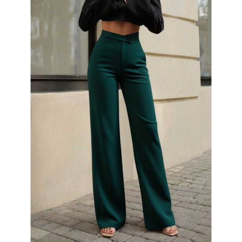 New Style Commuting High Waisted Straight Leg Pants For Women, Spring And Autumn New Style, Slim Fit And Slimming, Black Suit Pants