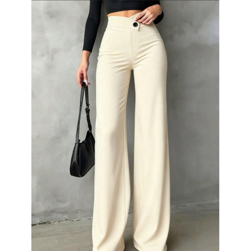 New Style Commuting High Waisted Straight Leg Pants For Women, Spring And Autumn New Style, Slim Fit And Slimming, Black Suit Pants