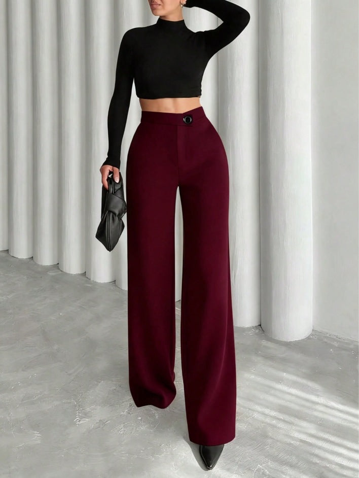New Style Commuting High Waisted Straight Leg Pants For Women, Spring And Autumn New Style, Slim Fit And Slimming, Black Suit Pants