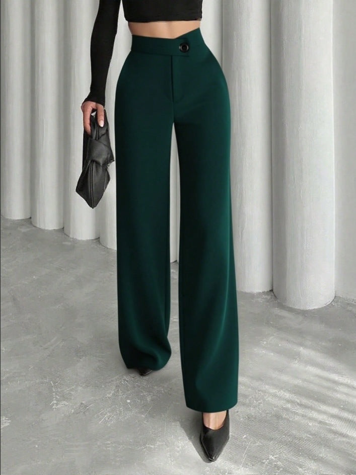New Style Commuting High Waisted Straight Leg Pants For Women, Spring And Autumn New Style, Slim Fit And Slimming, Black Suit Pants