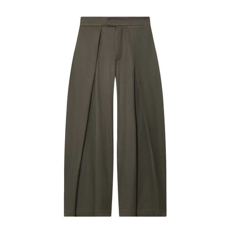 Womens Simple Loose Fitting Pleated Trousers