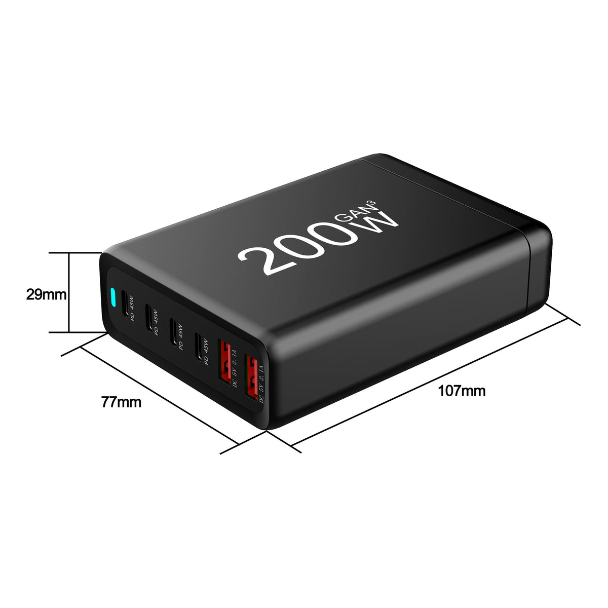 200W High Power Gallium Nitride GaN Charger