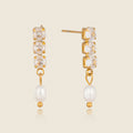 Zircon And Natural Pearl Pendant Earrings