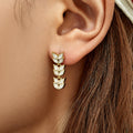 Long Wheat Shape Zircon Earrings PVD Gold Plated Titanium Steel Fashion Women Ear Jewelry For Banquet Daily Party Occasions