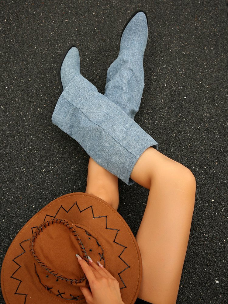Chunky Heel Cowboy Boot Plus Size Knight Frye Boot