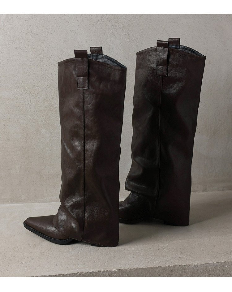 Women's Over-the-knee Pointed-toe Hidden-heeled Boots