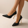 Pointed Toe Slip-on Pumps Office PU Rubber Sole