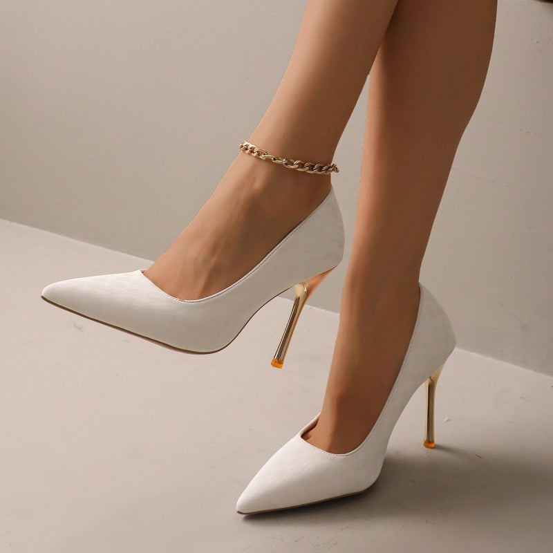 Pointed Toe Slip-on Pumps Office PU Rubber Sole
