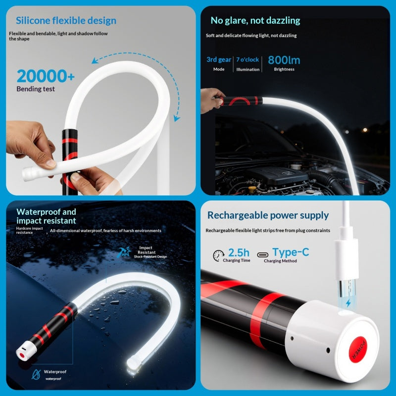 27Inch LED Flashlight Stick High Lumens 3 Brightness Modes Flexible Flashlight Stick Rechargeable Portable LED Work Lights