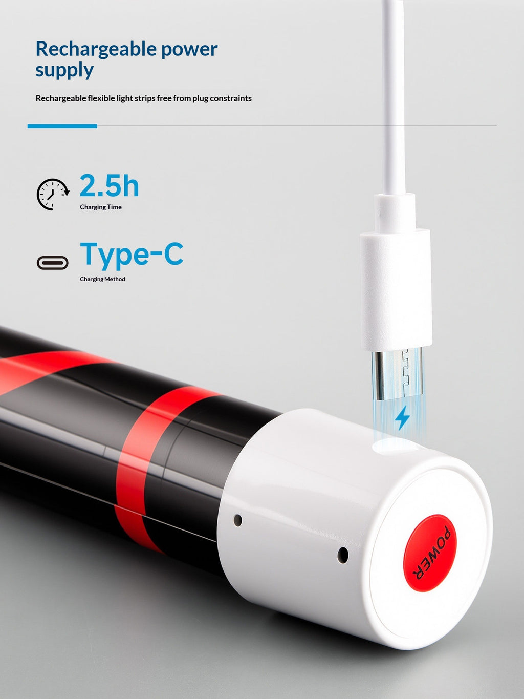 27Inch LED Flashlight Stick High Lumens 3 Brightness Modes Flexible Flashlight Stick Rechargeable Portable LED Work Lights