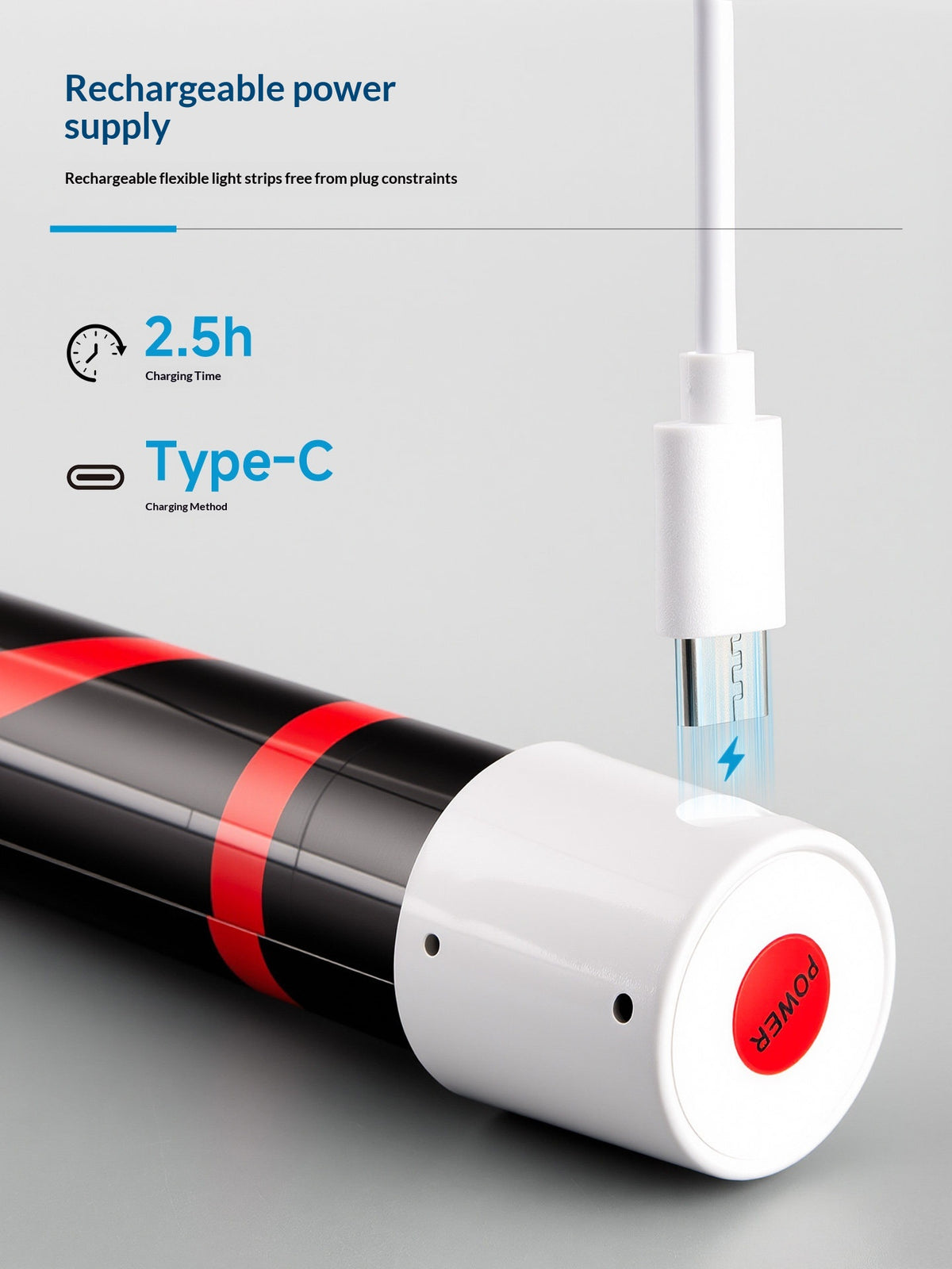 27Inch LED Flashlight Stick High Lumens 3 Brightness Modes Flexible Flashlight Stick Rechargeable Portable LED Work Lights