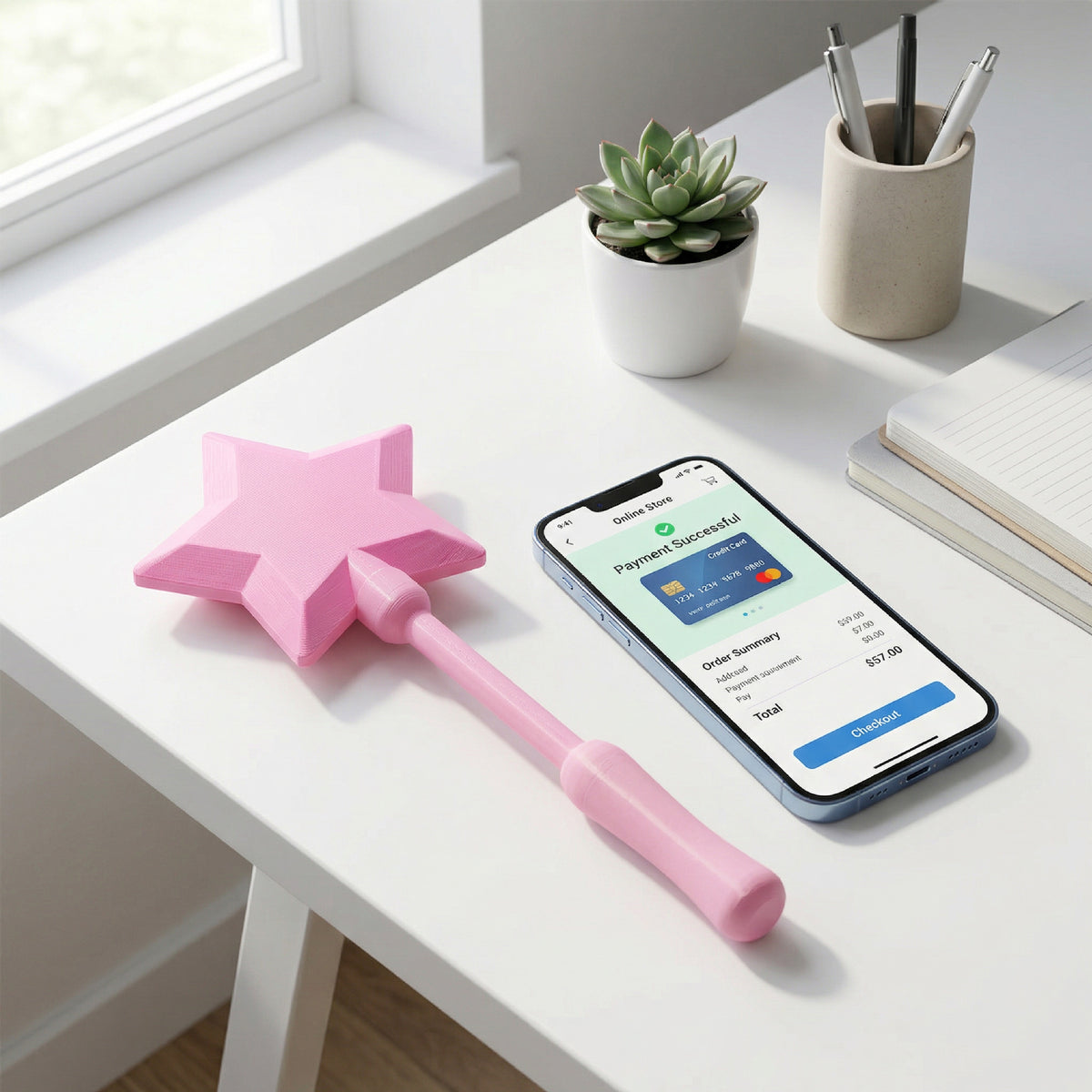 Fashion Creative 3D Printed Wand Tap To Pay Portable Cute Star Magic Wand Holder Funny Lightweight Credit Card Holder Daily Use