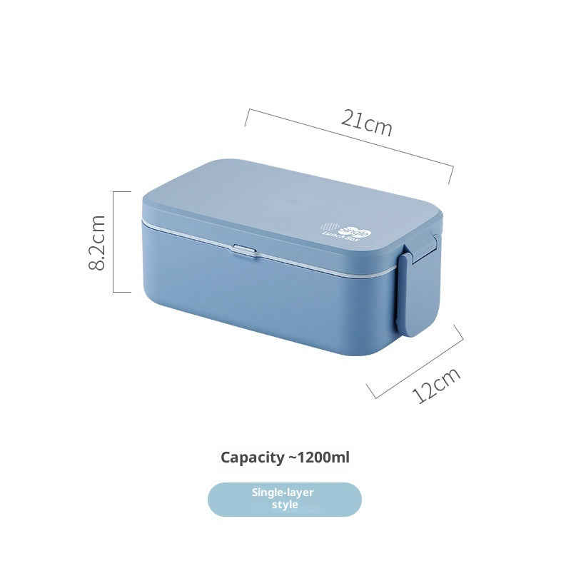 Bamboo Fiber Blue Double-layer 3-in-1 Lunch Box, Heatable Japanese Bento Box