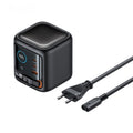 100W GaN Multi-Port Charger with Built-in Retractable Type-C Cable - AI Smart Display UK EU Plug Adapter Fast Charging for Laptop Phone Tablet Travel