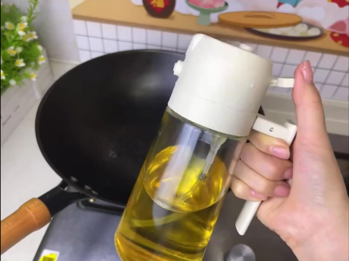 470ML Olive Oil Sprayer Dispenser For Cooking BBQ 2 In 1 Glass Oil Vinegar Soy Sauce Spray Kitchen Oil Bottle For Air Fryer